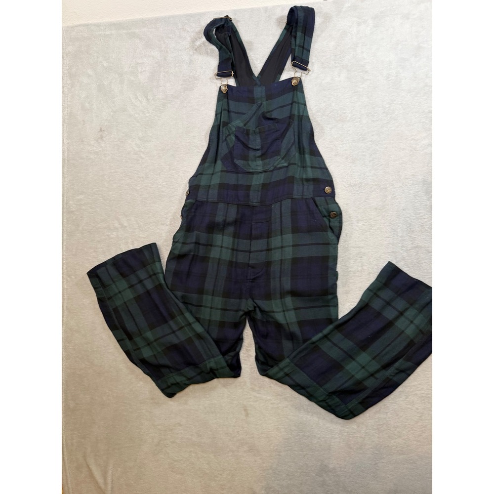 Faherty Brand Mens Blackwatch Plaid Overalls‎ Green Navy Blue Size M